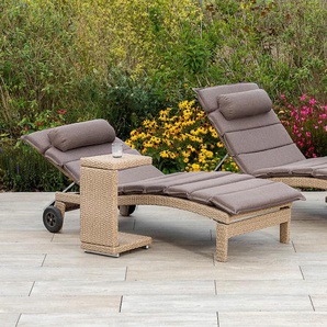 Garten-Essgruppe MERXX Andalusia Sitzmöbel-Sets Gr. B/H/T: 90 cm x 100 cm x 208 cm, Liege mit Beistelltisch, beige (natur, braun) Outdoor Möbel
