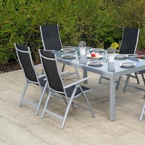 Garten-Essgruppe MERXX Carrara Sitzmöbel-Sets Gr. Polyester, schwarz (silber, schwarz) Outdoor Möbel