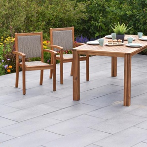 Garten-Essgruppe MERXX »Castilla« Sitzmöbel-Sets beige (natur, natur, natur) Outdoor Möbel Tisch: LxB: 185x90 cm