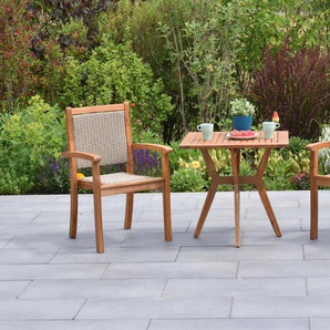 Garten-Essgruppe MERXX »Castilla« Sitzmöbel-Sets beige (natur, natur, natur) Outdoor Möbel Tisch: LxB: 70x70 cm