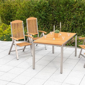 Garten-Essgruppe MERXX Keros Sitzmöbel-Sets Gr. B/H/T: 60 cm x 118 cm x 105 cm, Dining Set, braun Outdoor Möbel