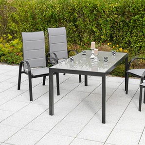 Garten-Essgruppe MERXX Marini Sitzmöbel-Sets Gr. B/H/T: 57 cm x 110 cm x 73 cm, Polyester, Dining Set, grau Outdoor Möbel