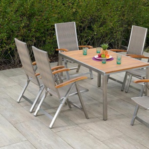 Garten-Essgruppe MERXX San Severo Sitzmöbel-Sets beige (silber, steinbeige) Outdoor Möbel