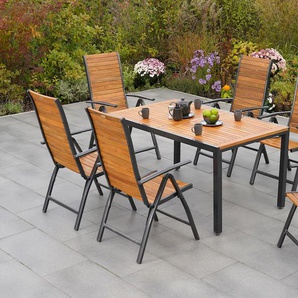 Garten-Essgruppe MERXX Santorin Sitzmöbel-Sets grau (graphit, natur) Outdoor Möbel