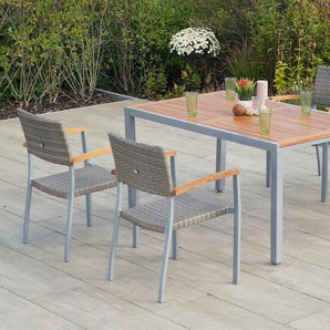 Garten-Essgruppe MERXX Silano Sitzmöbel-Sets grau (silber, graubeige) Outdoor Möbel