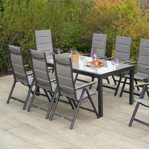 Garten-Essgruppe MERXX Trivero Sitzmöbel-Sets Gr. Polyester, grau (graphit, diamantbraun) Outdoor Möbel
