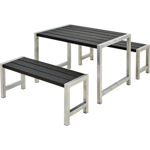 Garten-Essgruppe PLUS Cafegarnituren Sitzmöbel-Sets Gr. B/H/T: 185 cm x 73 cm x 127 cm, schwarz (schwarz ral 9005) Outdoor Möbel bestehend aus: Tisch und 2 Bänke
