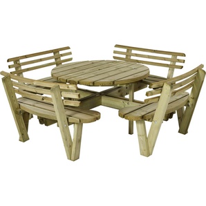 Garten-Essgruppe PLUS Kombimöbel - Rund Sitzmöbel-Sets Gr. B/H/T: 237 cm x 72 cm x 237 cm, beige (natur) Outdoor Möbel 237x237x7284 cm, mit Rückenlehnen