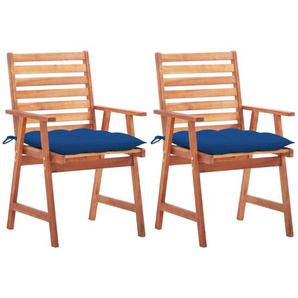 Garten-Essstühle 2 Stk. mit Kissen Massivholz Akazie Königsblau