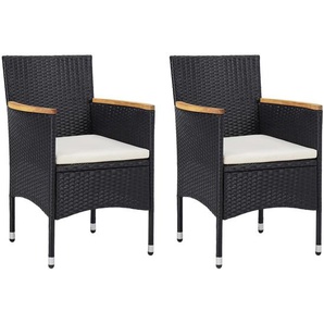 Garten-Essstühle 2 Stk. Poly Rattan Schwarz