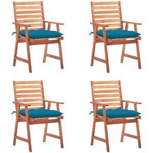 Garten-Essstühle 4 Stk. mit Kissen Massivholz Akazie