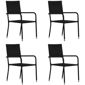 Garten-Essstühle 4 Stk. Stapelbar Schwarz Polyrattan