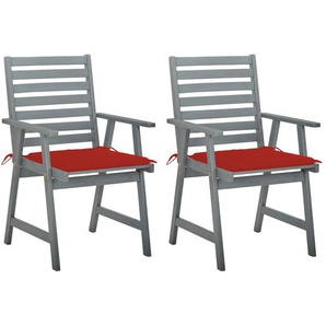 Garten-Essstühle mit Kissen 2 Stk. Massivholz Akazie Rot