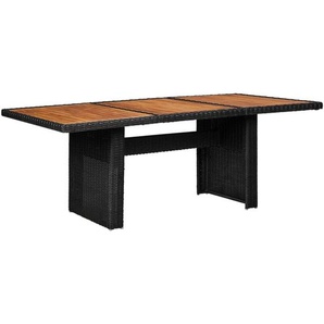 Garten-Esstisch Schwarz 200x100x74 cm Poly Rattan vidaXL835239