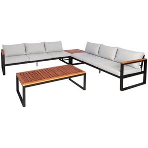 Garten-Garnitur HWC-L26, Gartenlounge Lounge-Set Sitzgruppe Sofa, Metall Akazie Holz FSC-Zertifiziert