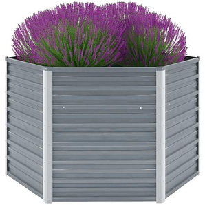 Garten-Hochbeet Verzinkter Stahl 129x129x77 cm Grau