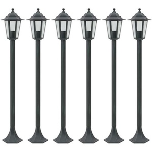 Garten-Pollerleuchte 6 Stk. E27 110 cm Aluminium Dunkelgrün