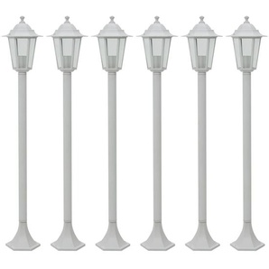 Garten-Pollerleuchte 6 Stk. E27 110 cm Aluminium Weiß