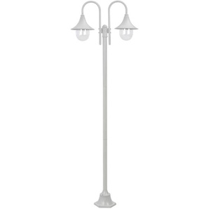 Garten-Pollerleuchte E27 220 cm Aluminium 2-Laterne Weiß