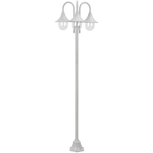 Garten-Pollerleuchte E27 220 cm Aluminium 3-Laterne Weiß