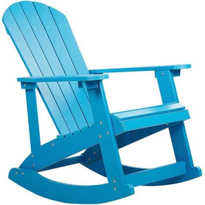 Garten Schaukelstuhl Blau Kunstholz Breite Armlehnen Muskoka Adirondack Stil Terrasse Outdoor