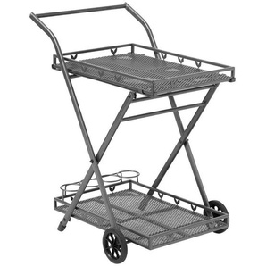 Garten-Servierwagen , Grau , Metall , 69x54x87 cm , abnehmbares Tablett, einfacher Aufbau , Gartenzubehör, Gartenkommoden & -regale