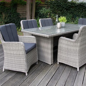 klappbar Sitzgruppe Gartengarnitur Poly-Rattan Balkonset MCW-E23 grau 