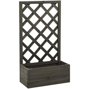 Garten-Spalier mit Blumenkasten Grau 50x25x90 cm Tannenholz