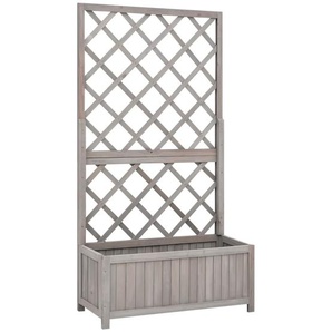 Garten-Spalier mit Blumenkasten Grau 70x30x135 cm Tannenholz