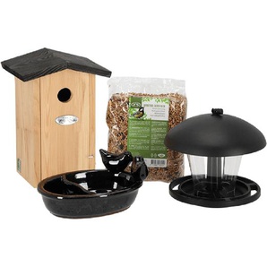 Garten Vogel Set Haus Winter Futter Schale Wasser Bad schwarz Meisen Nist Kasten