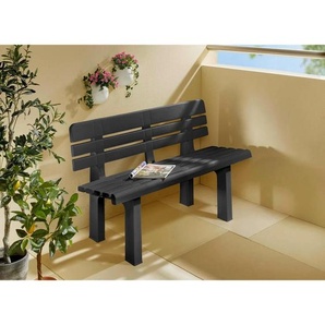 Gartenbank, Anthrazit, Kunststoff, 2-Sitzer, 110x71x52 cm, Made in Italy, Gartenmöbel, Gartenbänke