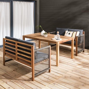 Massive Gartenbank Polyester Braun/Grau 132 x 86 x 66cm