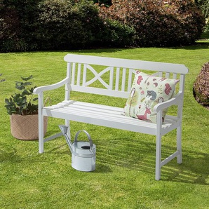 Gartenbank Massivholz Akazie, lackiert Weiß/Weiß 128cm