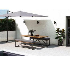 Gartenbank Webstoff Schwarz/Braun 160 x 51 x 39cm