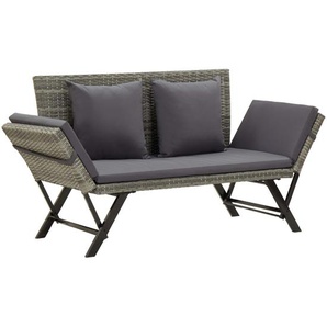 Gartenbank mit Kissen Grau 176 cm Poly Rattan