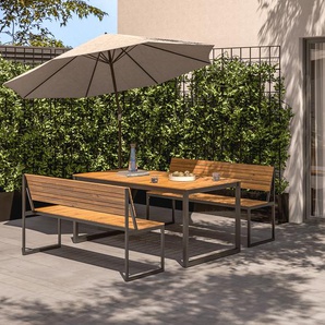 Gartenbank Telawi aus Akazienholz Gestell: Stahl, pulverbeschichtet Sitzfläche & Rückenlehne: Massivholz Akazie, geölt Schwarz/Braun 150 x 83 x