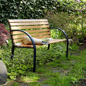 Gartenbank Triest Sitzfläche: Massivholz Buche, lackiert Gestell: Stahl, pulverbeschichtet Braun 122 x 80 x 63cm