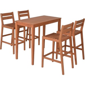 Gartenbar-Set GARDEN PLEASURE »MAINE« Sitzmöbel-Sets beige (natur, natur) Outdoor Möbel 4 Stühle, Tisch LxB: 107x60 cm, inkl Kissen