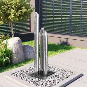 Gartenbrunnen Silbern 48x34x123 cm Edelstahl