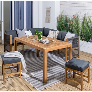 Dining-Loungeset 5-teilig Kombi B Braun/Grau/Grau/Braun