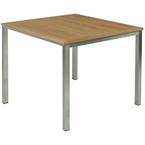 Gartenesstisch Gestell: Edelstahl, gebürstet Tischplatte: Teakholz, geölt 90 x 75 x 90cm Braun/Silber