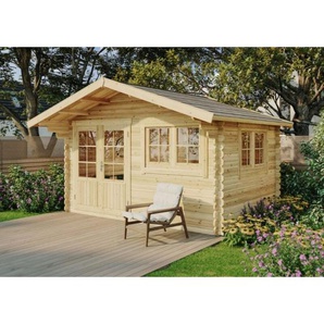 Gartenhaus Gabriel-34 mit Fußboden aus Holz, Gerätehaus 400x300, 10 m², 34 mm Wandstärke - Imprägnierung Pinie