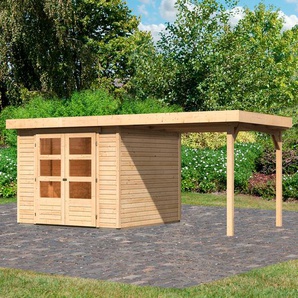 Gartenhaus KARIBU Askola 3,5 Gartenhäuser Gr. ohne Fußboden, ohne Dacheindeckung, beige (naturbelassen) Gartenhäuser aus Holz mit Schleppdach