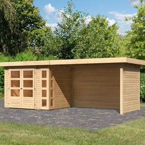 Gartenhaus KARIBU Kerko 3 Gartenhäuser Gr. ohne Fußboden, Rückwand-Seitenwand, ohne Dacheindeckung, beige (naturbelassen) Gartenhäuser aus Holz