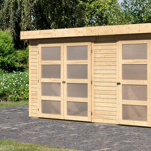 Gartenhaus KARIBU Mühlensee 1 Gartenhäuser Gr. ohne Fußboden, ohne Dacheindeckung, beige (natur) Gartenhäuser aus Holz