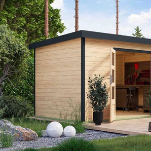 Gartenhaus KARIBU Pluto 7 A, naturbelassen, schwarz, ohne Fußboden, ohne Rück- und Seitenwand, ohne Dacheindeckung, Holz, Stahl, Gartenhäuser, aus hochwertigen Materialien, Topseller