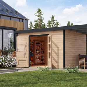 Gartenhaus KARIBU Pluto 7 A, naturbelassen, schwarz, ohne Fußboden, ohne Rück- und Seitenwand, ohne Dacheindeckung, Holz, Stahl, Gartenhäuser, aus hochwertigen Materialien, Topseller
