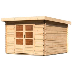 Gartenhaus KONIFERA Schloßsee 5 Gartenhäuser Gr. Fußboden im Gartenhaus, ohne Dacheindeckung, beige (naturbelassen) Gartenhäuser aus Holz terragrau oder naturbelassen