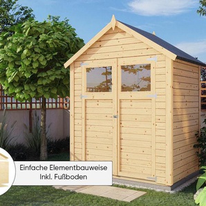 Gartenhaus KONIFERA Sylt 1, beige (naturbelassen), Fußboden im Gartenhaus, ohne Dacheindeckung, Holz, Gartenhäuser, Inklusive Fussboden, Topseller