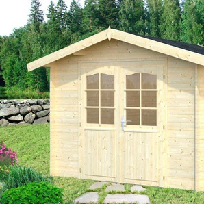 Gartenhaus PALMAKO Lotta Gartenhäuser Gr. ohne Fußboden, ohne Dacheindeckung, beige (naturbelassen) Gartenhäuser aus Holz 7,3 qm